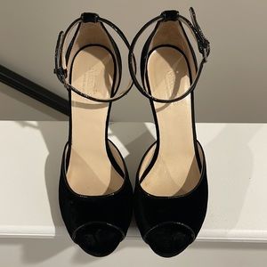 Max Mara Black Cadice Velvet Ankle Strap Sandals
